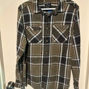 KAVU Men's Plaid Shirt - Brown and Black